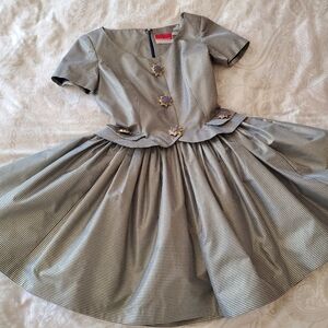 Oscar de la Renta Black and Gold Glistening Dress